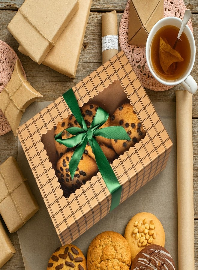 Hayley Cherie Brown Kraft Cookie Boxes with Ribbons & Window (20 Pack) 8.3 x 6 x 2.8” Food Grade Cardboard Bakery Gift Boxes for Christmas Gift Giving, Baked Goods, Candy Treats, Decorative Holiday Packaging, Empty - Image 2